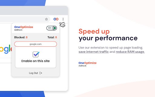 OneOptimize AdBlock  from Chrome web store to be run with OffiDocs Chromium online
