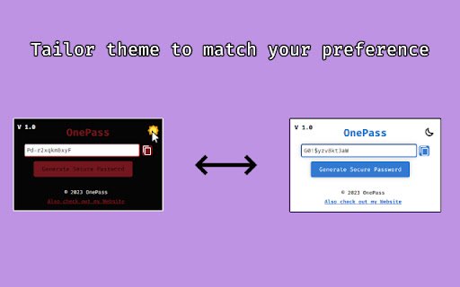OnePass Password  Pin Generator  from Chrome web store to be run with OffiDocs Chromium online