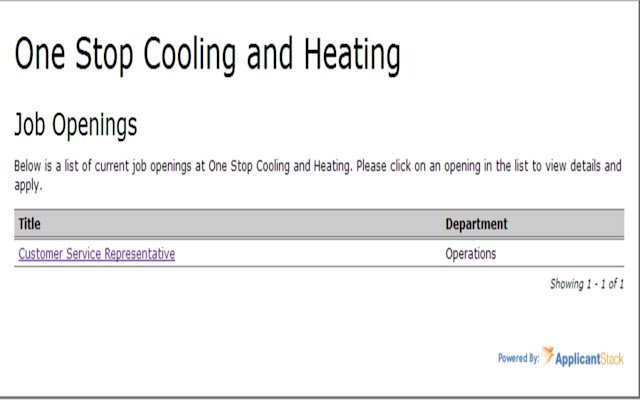 One Stop Cooling and Heating Job A จาก Chrome เว็บสโตร์ที่จะรันด้วย OffiDocs Chromium ทางออนไลน์