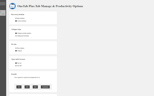 OneTab Plus:Tab Manage  Productivity  from Chrome web store to be run with OffiDocs Chromium online