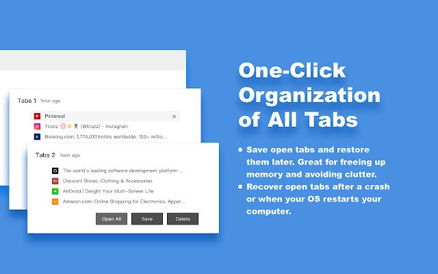 OneTab Plus:แท็บจัดการผลผลิตจาก Chrome เว็บสโตร์ที่จะเรียกใช้ด้วย OffiDocs Chromium ออนไลน์