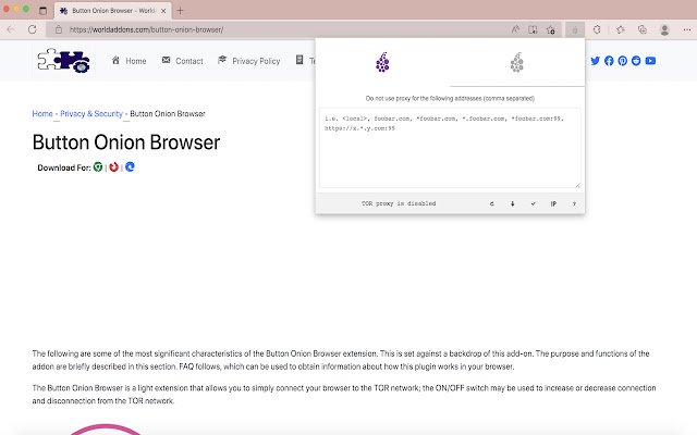 Onion Browser Button  from Chrome web store to be run with OffiDocs Chromium online
