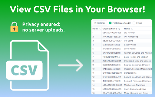 Online CSV Viewer  from Chrome web store to be run with OffiDocs Chromium online