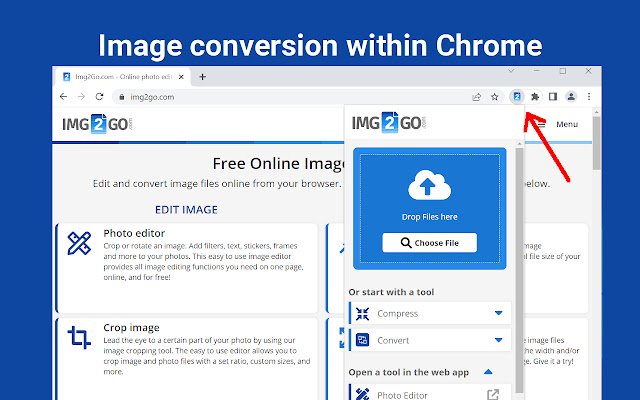 ক্রোম ওয়েব স্টোর থেকে অনলাইন ইমেজ এডিটর (img2go.com) OffiDocs Chromium অনলাইনে চালানো হবে