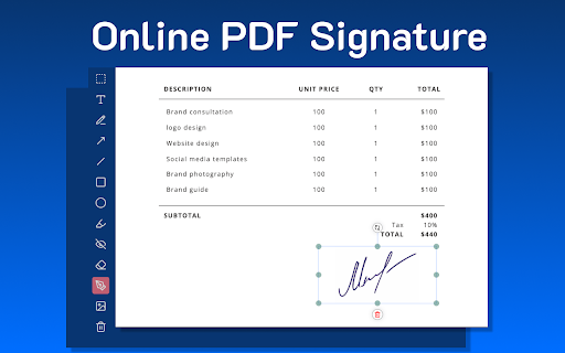 Online PDF Signature  from Chrome web store to be run with OffiDocs Chromium online