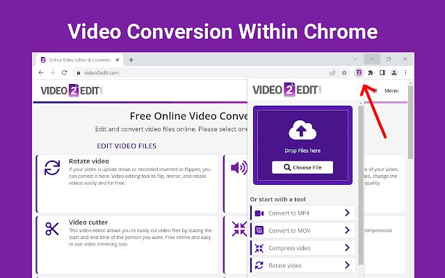 Editor de vídeo on-line (video2edit.com) da Chrome Web Store para ser executado com OffiDocs Chromium on-line
