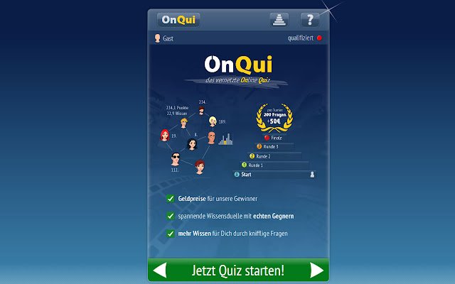 OnQui Quiz ze sklepu internetowego Chrome do uruchomienia z OffiDocs Chromium online