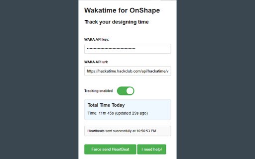 Onshape Wakatime  from Chrome web store to be run with OffiDocs Chromium online