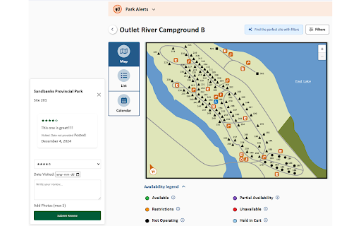 Ontario Parks Campsite Reviews  from Chrome web store to be run with OffiDocs Chromium online