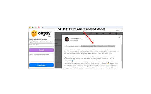 Oopsy text language converter  from Chrome web store to be run with OffiDocs Chromium online