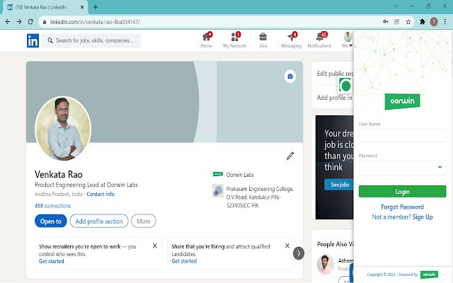 Oorwin for LinkedIn  from Chrome web store to be run with OffiDocs Chromium online