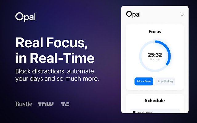 Opal: Focus Save Time จาก Chrome เว็บสโตร์ที่จะรันด้วย OffiDocs Chromium ทางออนไลน์