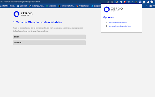 Opciones de Chrome para ZeroQ  from Chrome web store to be run with OffiDocs Chromium online