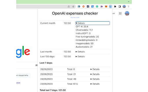OpenAI expenses checker  from Chrome web store to be run with OffiDocs Chromium online