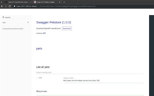 Open API 3 Github Viewer  from Chrome web store to be run with OffiDocs Chromium online