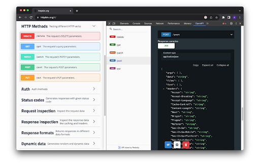 OpenAPI DevTools  from Chrome web store to be run with OffiDocs Chromium online