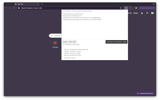 Open Batch of URLs  from Chrome web store to be run with OffiDocs Chromium online