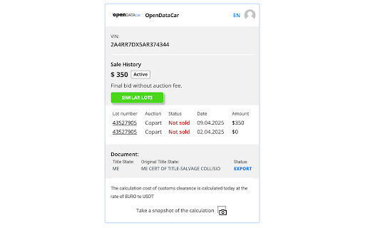 OpenDataCar  from Chrome web store to be run with OffiDocs Chromium online