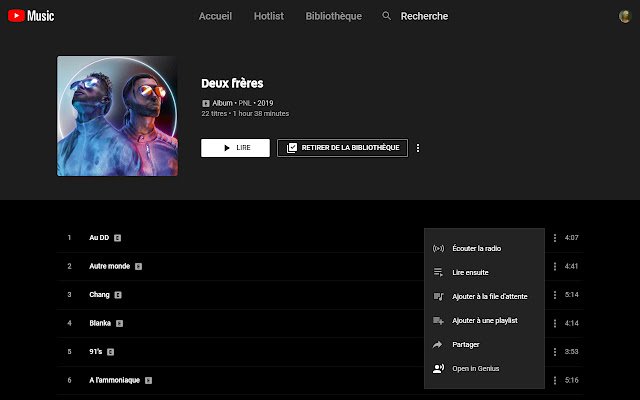 Open in Genius for YouTube Music  from Chrome web store to be run with OffiDocs Chromium online