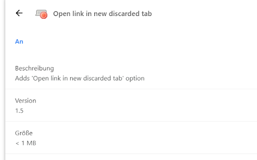 Open link in new discarded tab  from Chrome web store to be run with OffiDocs Chromium online