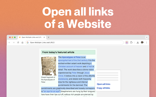 Open Multiple Links and URLs  from Chrome web store to be run with OffiDocs Chromium online