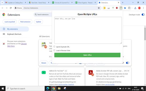 Open Multiple URLs  from Chrome web store to be run with OffiDocs Chromium online