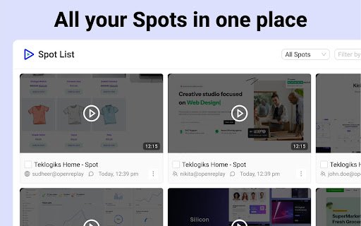 OpenReplay Spot Record  Report Bugs  from Chrome web store to be run with OffiDocs Chromium online