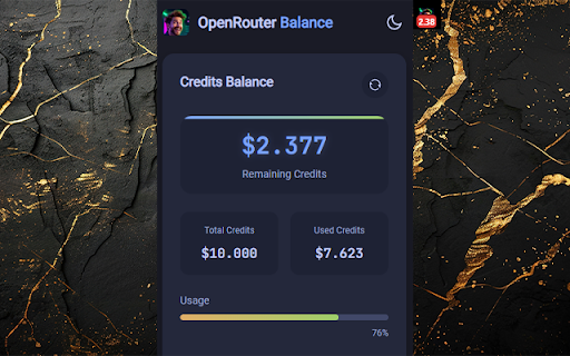 OpenRouter Balance Checker  from Chrome web store to be run with OffiDocs Chromium online