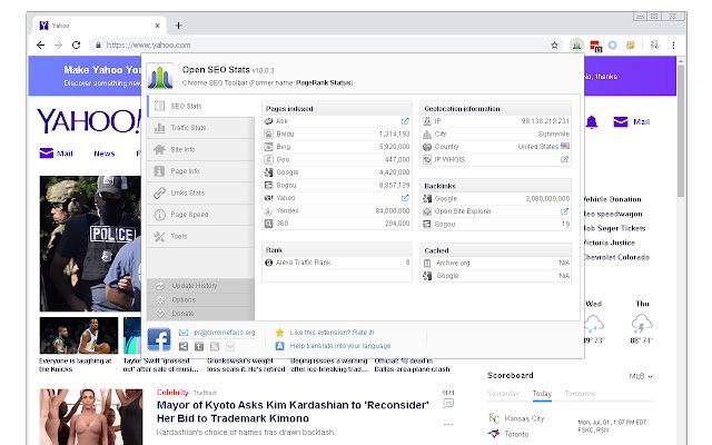 Buka Statistik SEO (Sebelumnya: Status PageRank) dari toko web Chrome untuk dijalankan dengan OffiDocs Chromium online