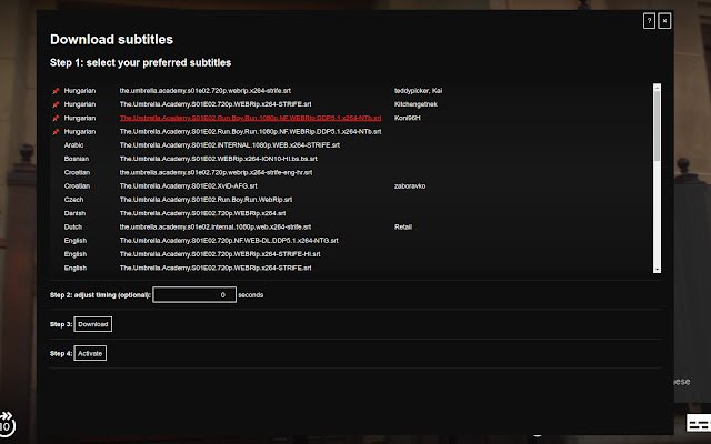 OpenSubtitles für Netflix aus dem Chrome-Webstore soll mit OffiDocs Chromium online ausgeführt werden