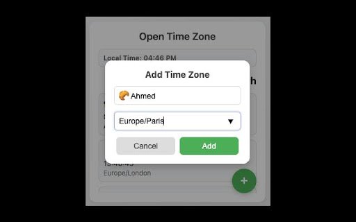 Open Time Zone  from Chrome web store to be run with OffiDocs Chromium online