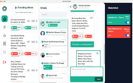 OpinionTrade Share your stock related news  from Chrome web store to be run with OffiDocs Chromium online