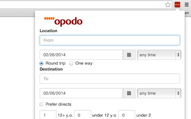 Opodo Flight Search מחנות האינטרנט של Chrome להפעלה עם OffiDocs Chromium באינטרנט