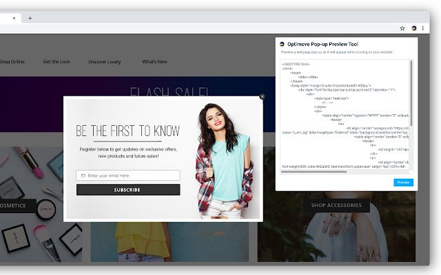 Optimove Pop-up Preview Tool uit de Chrome-webwinkel om uit te voeren met OffiDocs Chromium online