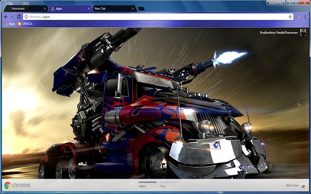 Optimus Prime Transforming Truck Transformer uit de Chrome-webwinkel om online met OffiDocs Chromium te gebruiken