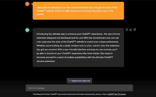 Orange ChatGPT Theme  from Chrome web store to be run with OffiDocs Chromium online