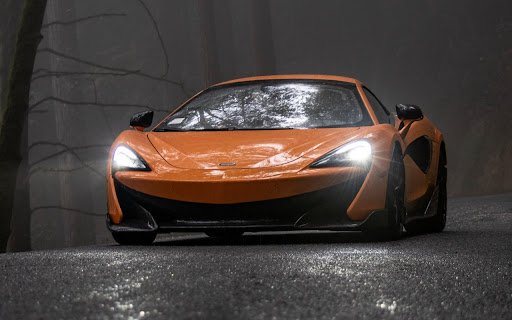 Orange McLaren on Foggy Road  from Chrome web store to be run with OffiDocs Chromium online
