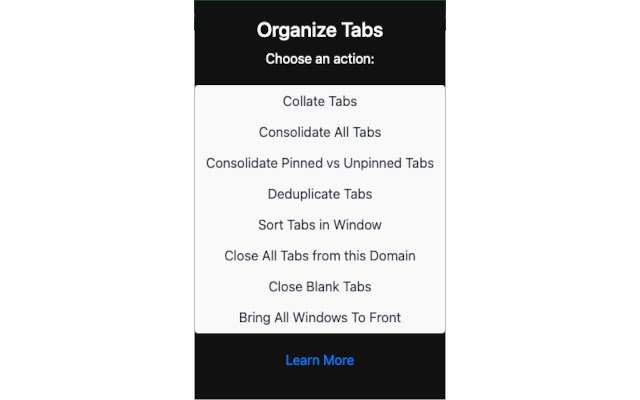 Organize Tabs  from Chrome web store to be run with OffiDocs Chromium online