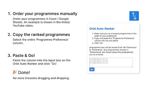 Oriel Auto Ranker  from Chrome web store to be run with OffiDocs Chromium online