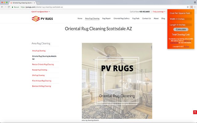 Calcolatrice per la pulizia dei tappeti orientali dal Chrome Web Store da eseguire con OffiDocs Chromium online