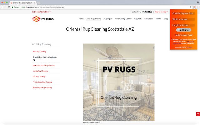 Oriental Rug Cleaning Calculator  from Chrome web store to be run with OffiDocs Chromium online