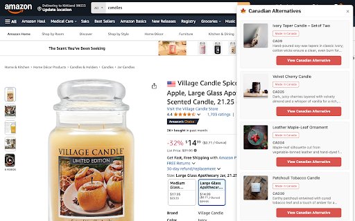 OriginSelect – Canadian Alternatives for Amazon  Walmart  from Chrome web store to be run with OffiDocs Chromium online