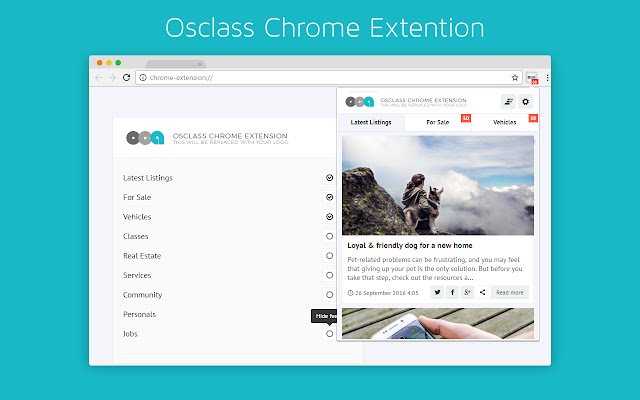 Osclass Chrome-extensie uit de Chrome-webwinkel die kan worden uitgevoerd met OffiDocs Chromium online