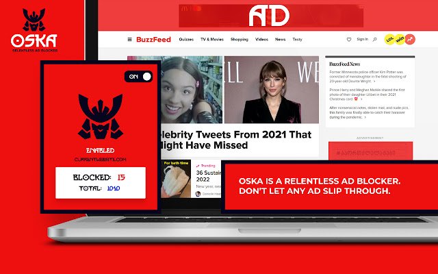 OSKA ad blocker  from Chrome web store to be run with OffiDocs Chromium online