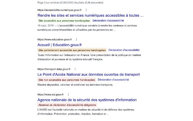 Ostendo lAccessibilité des sites français ze sklepu internetowego Chrome do uruchomienia z OffiDocs Chromium online