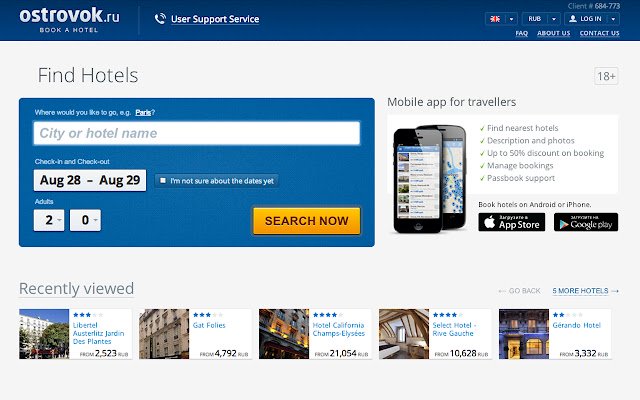 Ostrovok.ru - boek een hotel in de Chrome-webwinkel om online met OffiDocs Chromium te worden beheerd