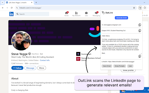 OutLink  from Chrome web store to be run with OffiDocs Chromium online
