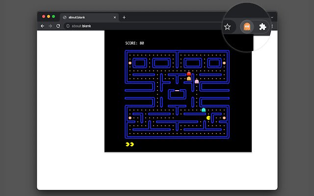 Pacman on Popup  from Chrome web store to be run with OffiDocs Chromium online