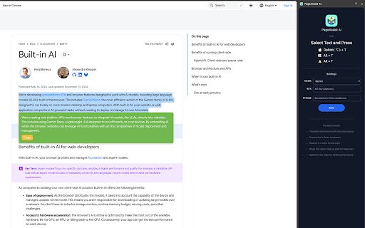 PageAssist AI  from Chrome web store to be run with OffiDocs Chromium online