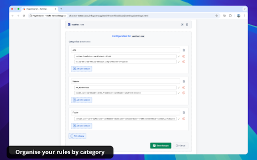 PageCleaner – Make items disappear  from Chrome web store to be run with OffiDocs Chromium online